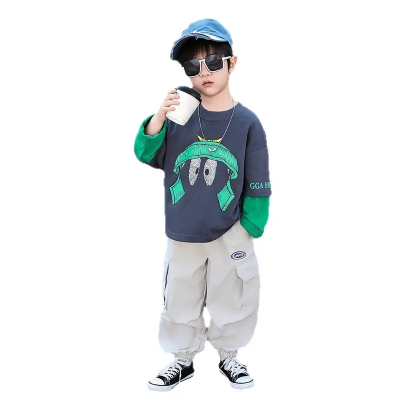 Boys Blue Graphic Cargo Pants T-Shirt Set 2025 - Image 7