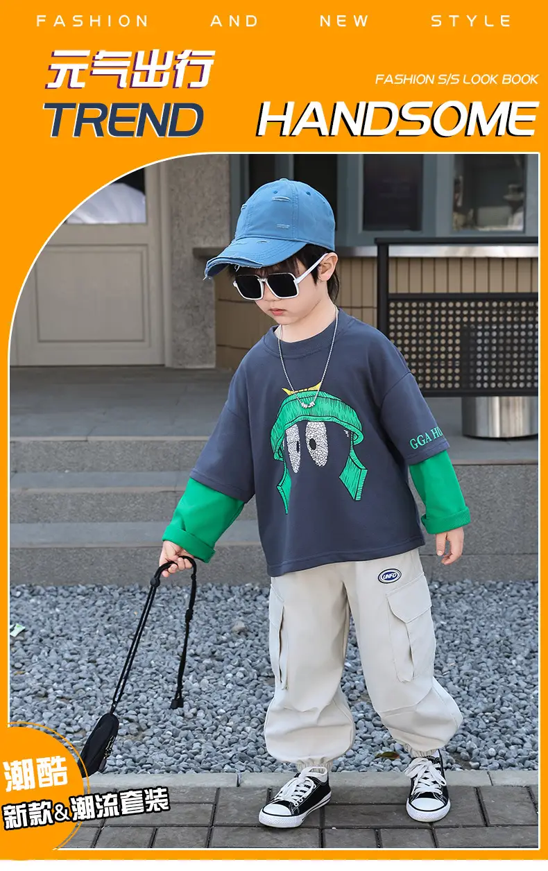 Boys Blue Graphic Cargo Pants T-Shirt Set 2025 — feature 1