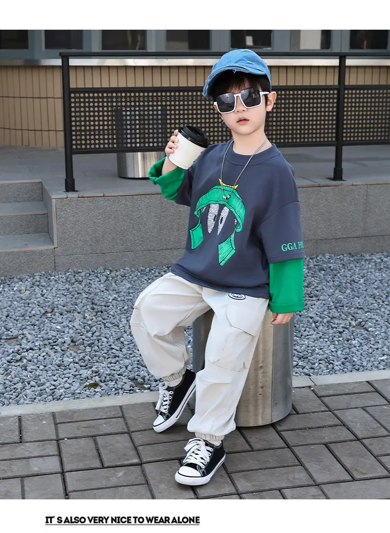 Boys Blue Graphic Cargo Pants T-Shirt Set 2025 — feature 10