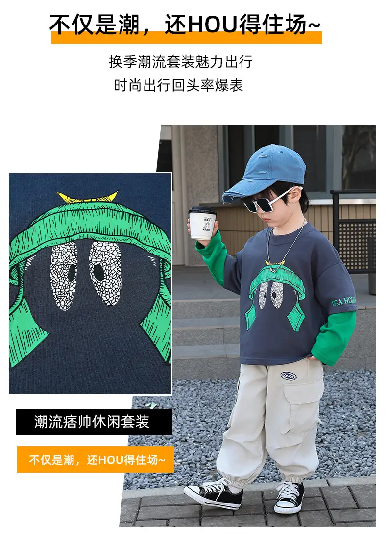 Boys Blue Graphic Cargo Pants T-Shirt Set 2025 — feature 3
