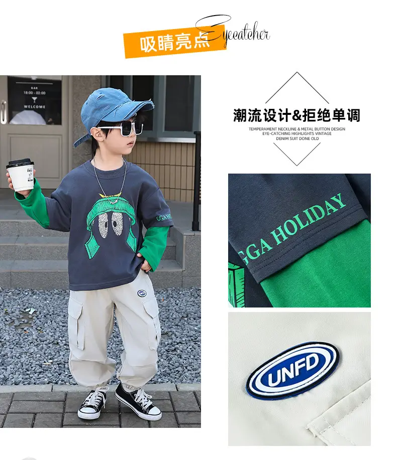 Boys Blue Graphic Cargo Pants T-Shirt Set 2025 — feature 4