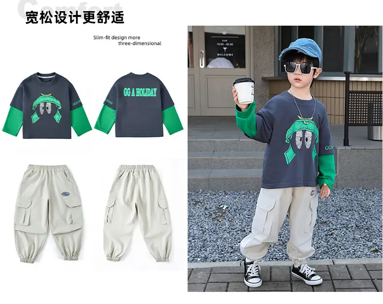 Boys Blue Graphic Cargo Pants T-Shirt Set 2025 — feature 5