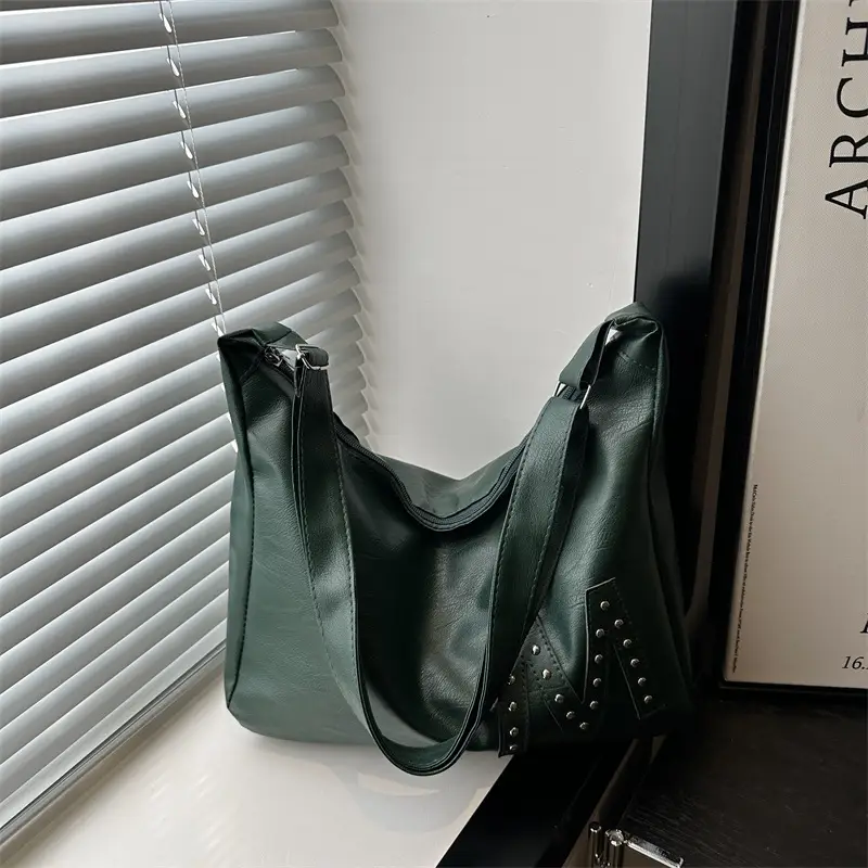 Vintage Green Leather Shoulder Bag for Women 2025 - Image 5