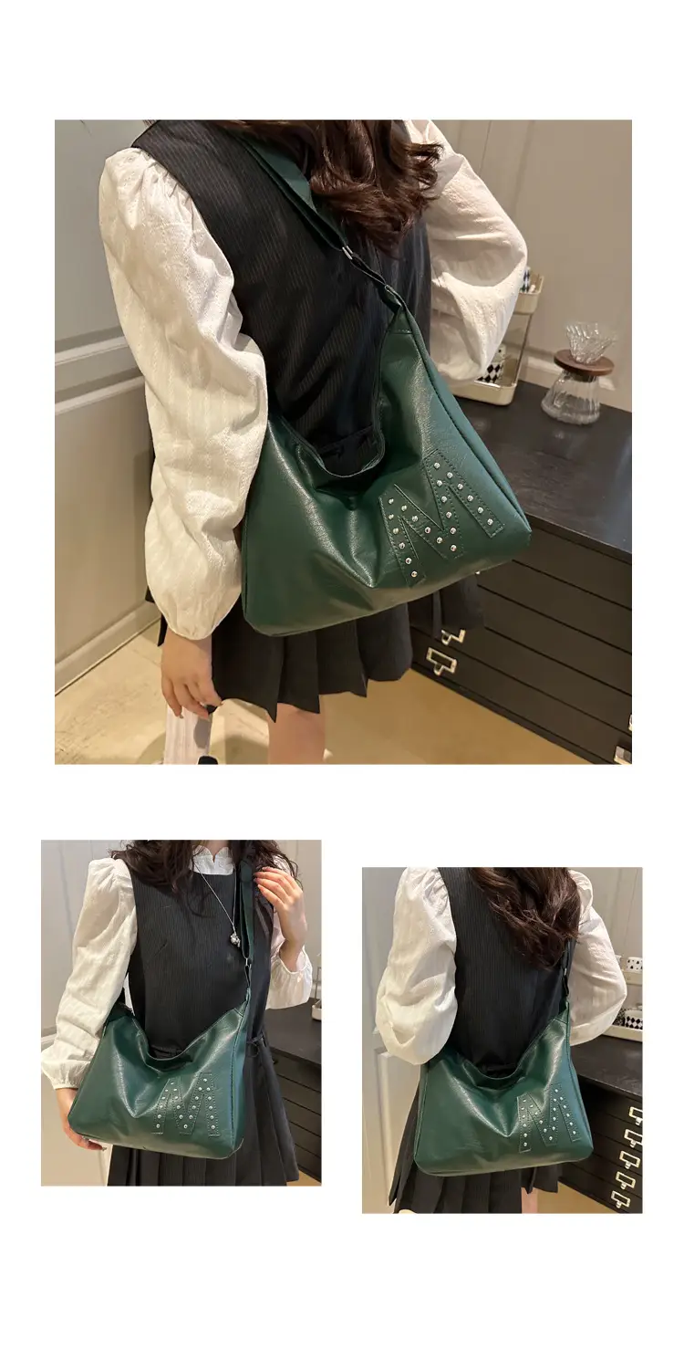 Vintage Green Leather Shoulder Bag for Women 2025 — feature 11