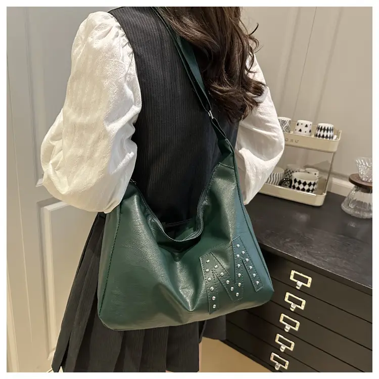 Vintage Green Leather Shoulder Bag for Women 2025 — feature 21