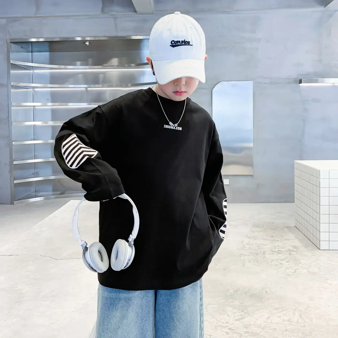 Boys Black Striped Sweatshirt 2025 Long Sleeve - Image 4