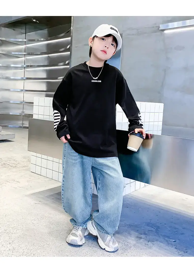 Boys Black Striped Sweatshirt 2025 Long Sleeve — feature 20