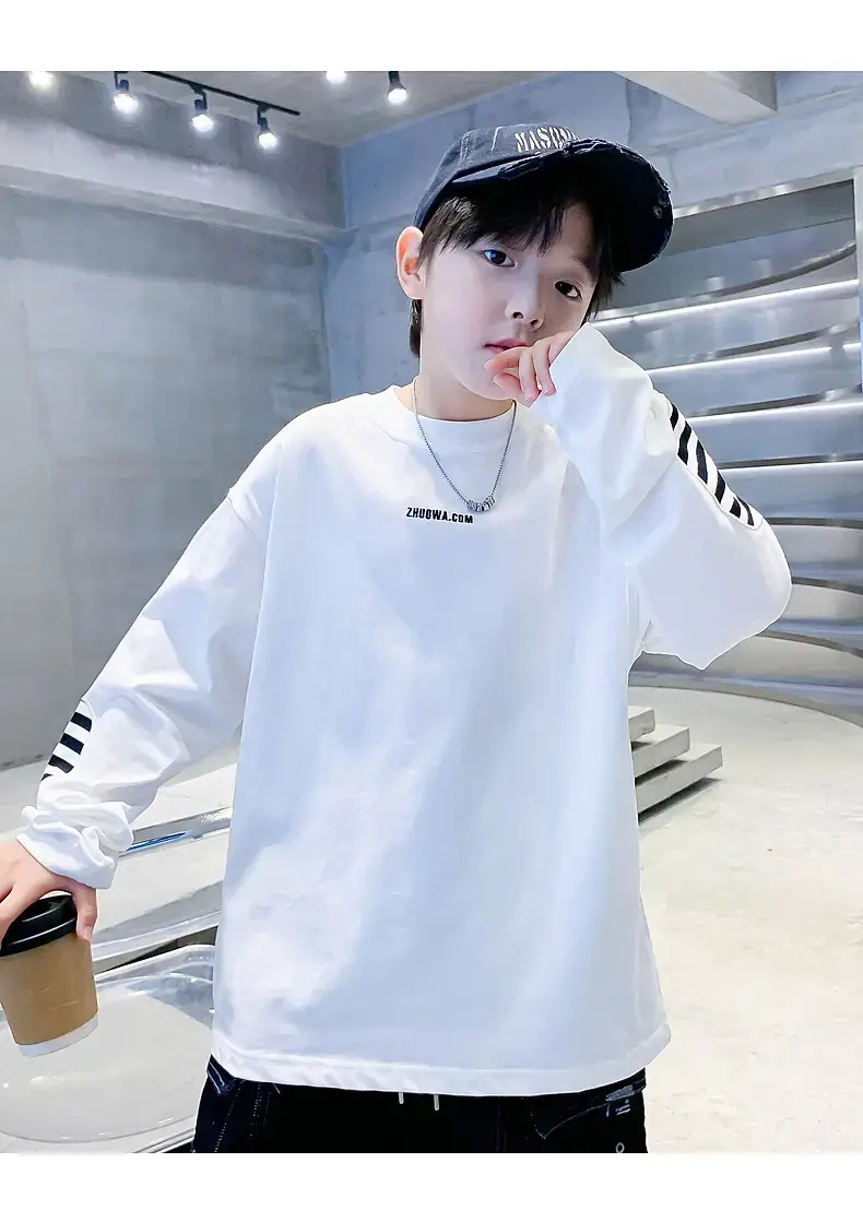 Boys Black Striped Sweatshirt 2025 Long Sleeve — feature 21