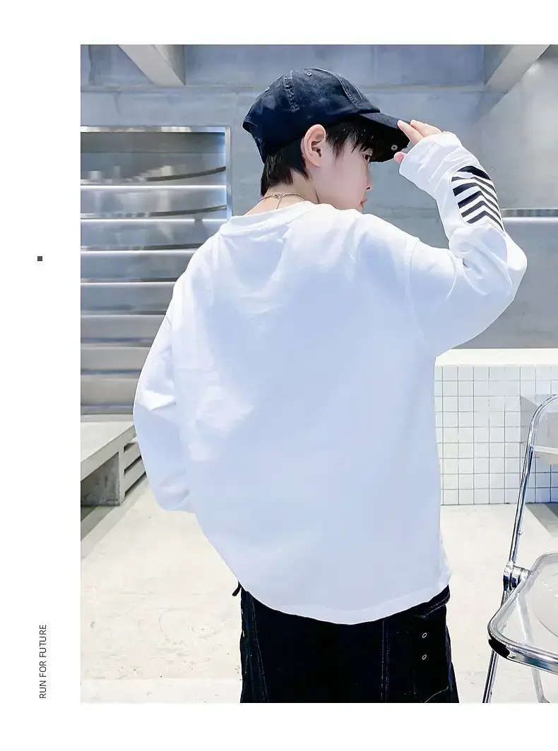 Boys Black Striped Sweatshirt 2025 Long Sleeve — feature 22