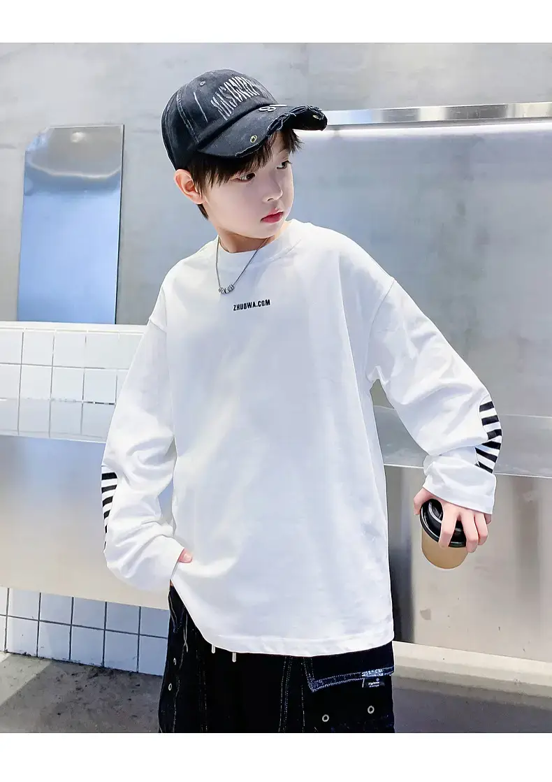 Boys Black Striped Sweatshirt 2025 Long Sleeve — feature 23