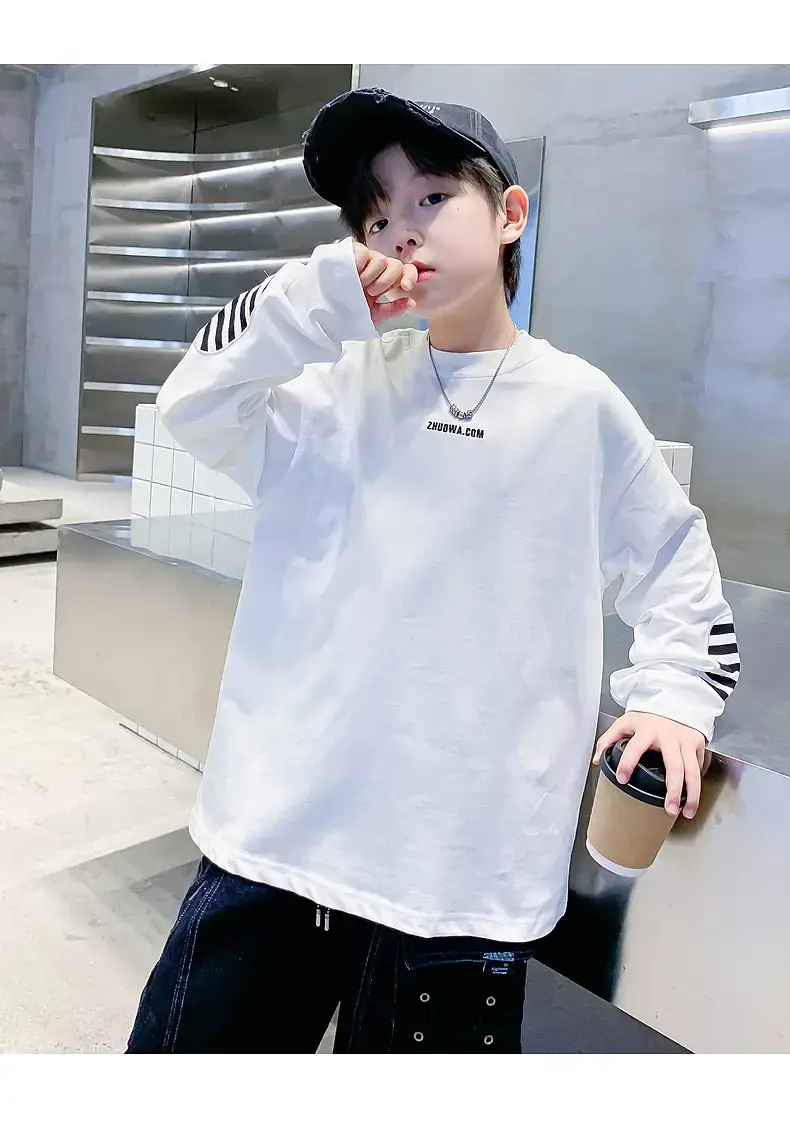 Boys Black Striped Sweatshirt 2025 Long Sleeve — feature 25