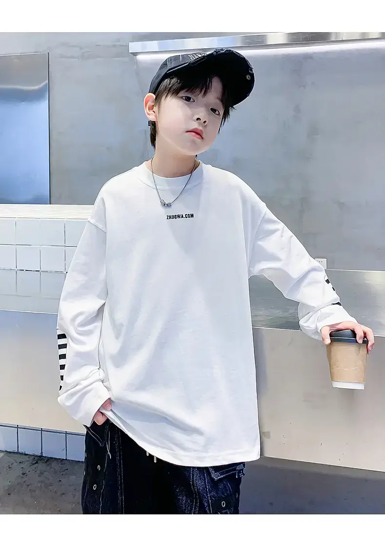 Boys Black Striped Sweatshirt 2025 Long Sleeve — feature 26