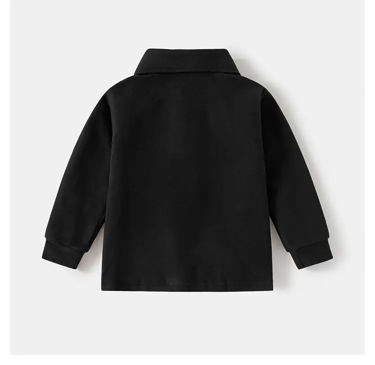 Kids Black Polo Shirt Long Sleeve Korean Style — feature 14