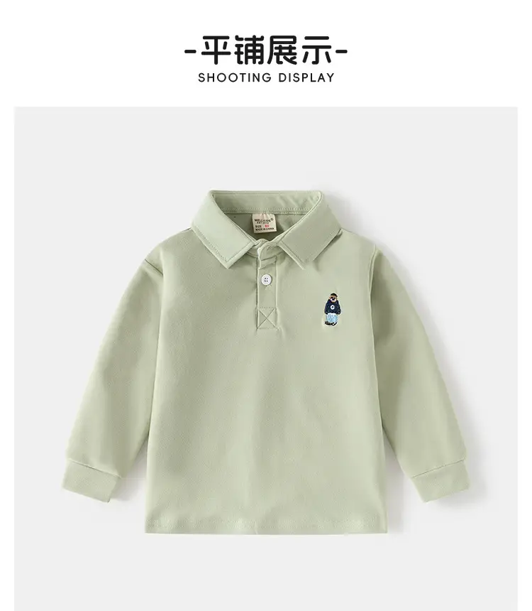 Kids Black Polo Shirt Long Sleeve Korean Style — feature 9