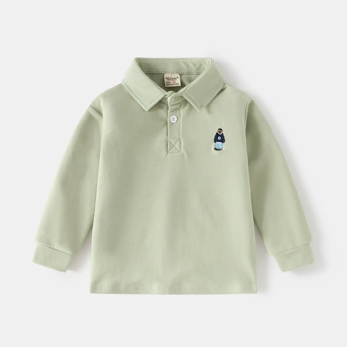 Kids Black Polo Shirt Long Sleeve Korean Style - Image 3
