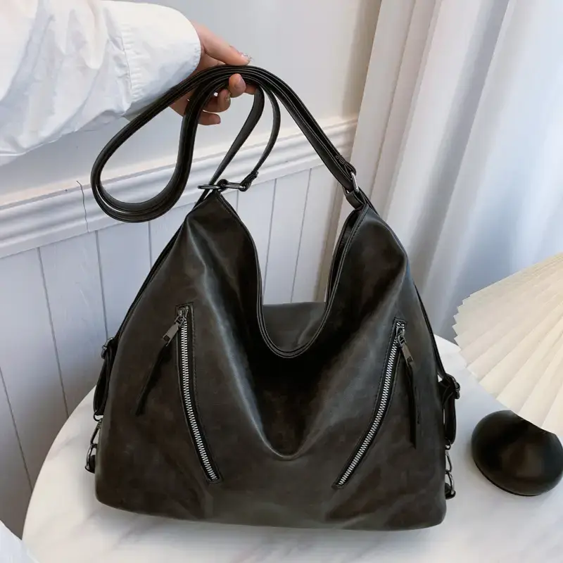 Trendy Brown Large Capacity Tote Bag for Women