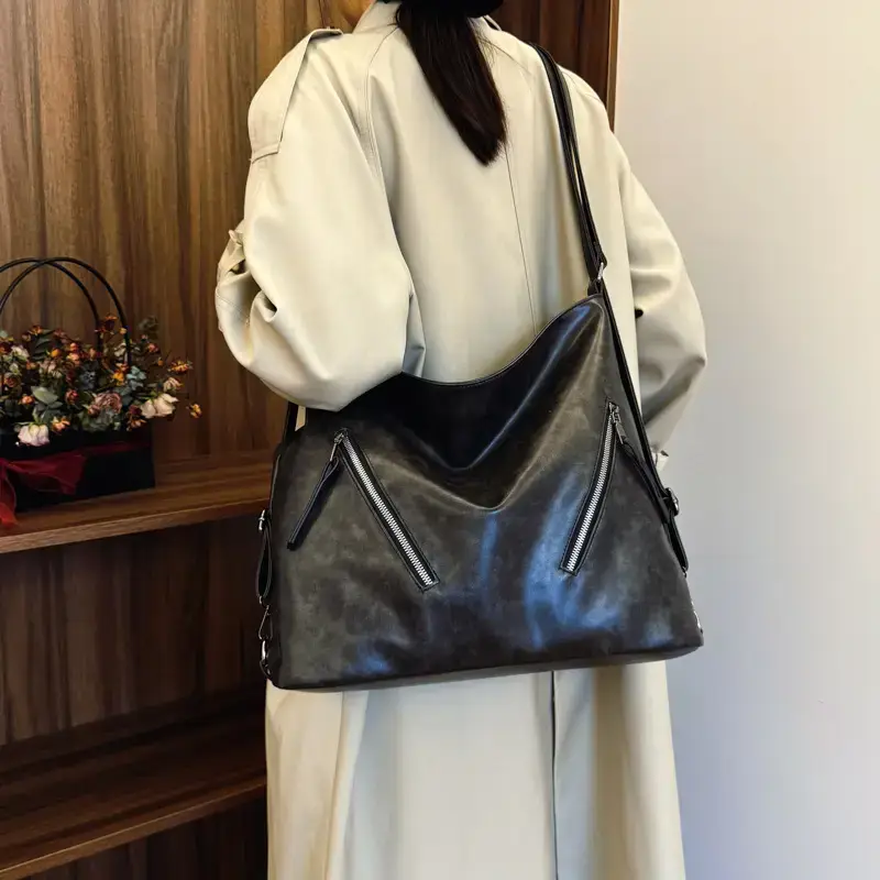 Trendy Brown Large Capacity Tote Bag for Women
