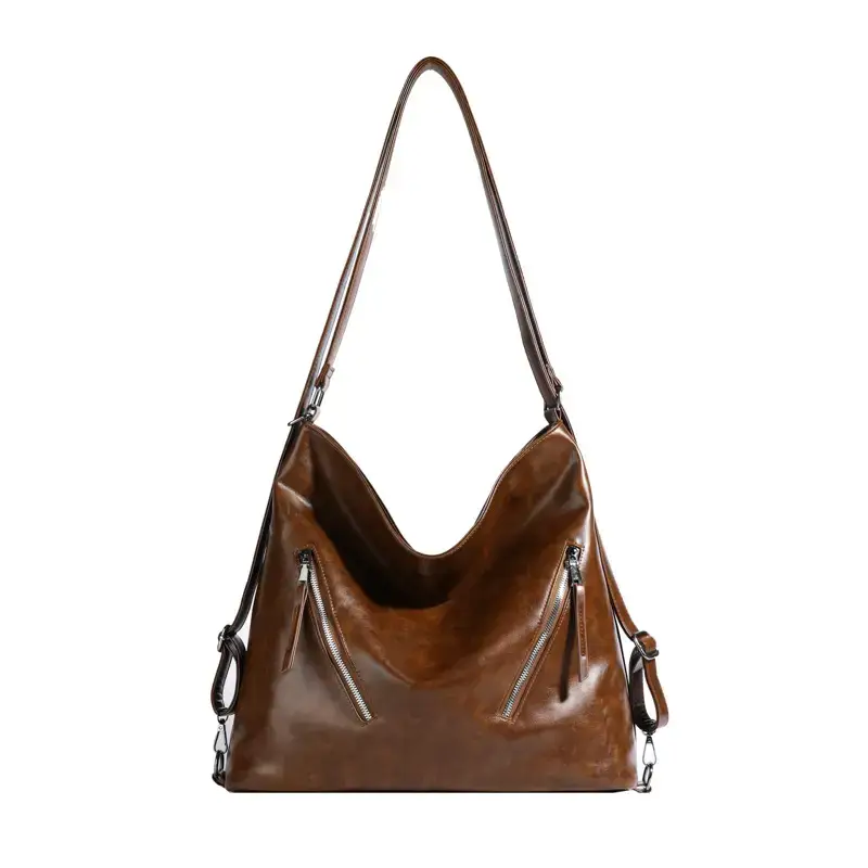 Trendy Brown Large Capacity Tote Bag for Women