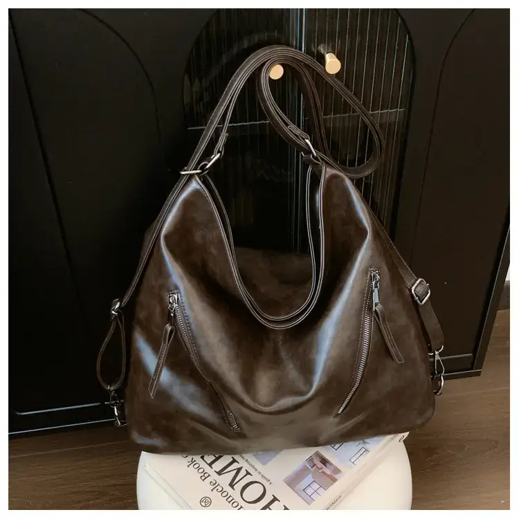 Trendy Brown Large Capacity Tote Bag for Women