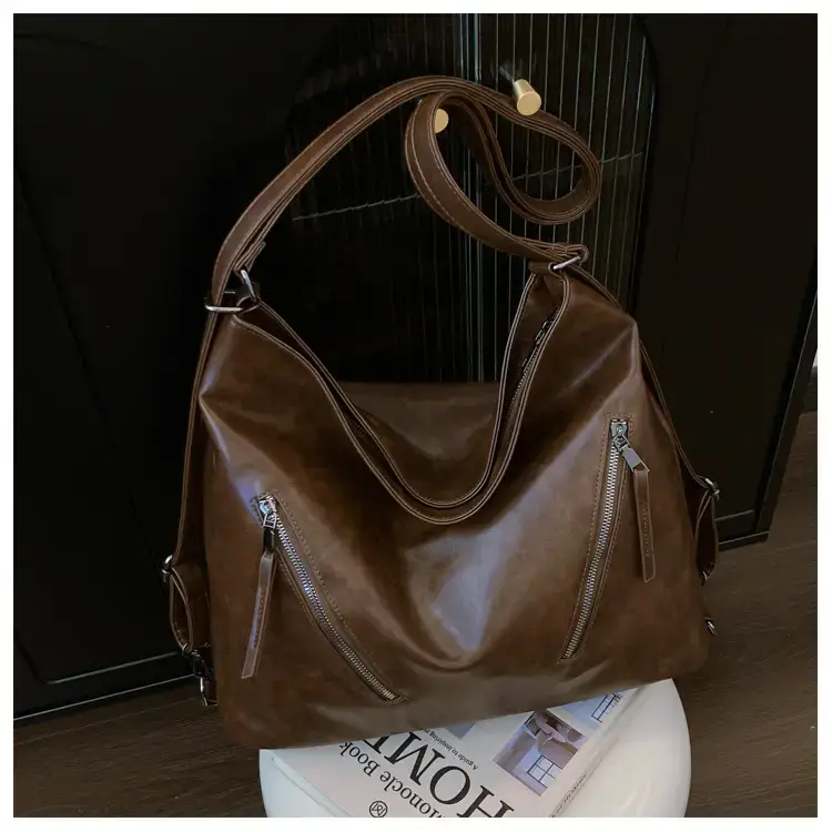 Trendy Brown Large Capacity Tote Bag for Women
