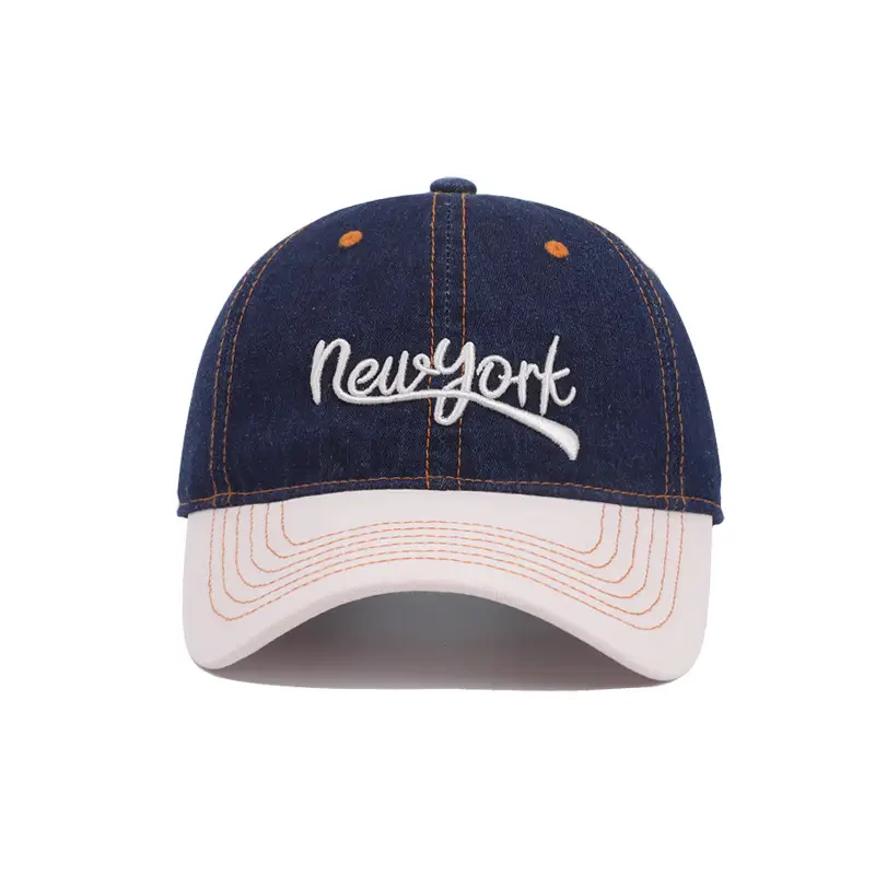 Korean Style Baseball Cap Blue White Retro English Small - Image 8