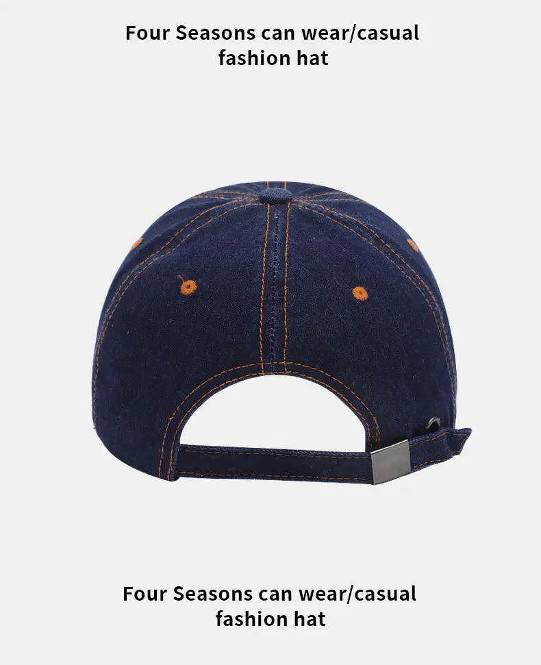 Korean Style Baseball Cap Blue White Retro English Small — feature 12