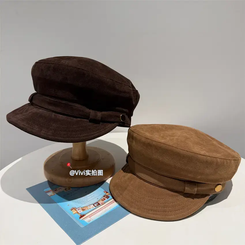Brown Duckbill Cap for Women Winter Suede Korean Style - Image 4