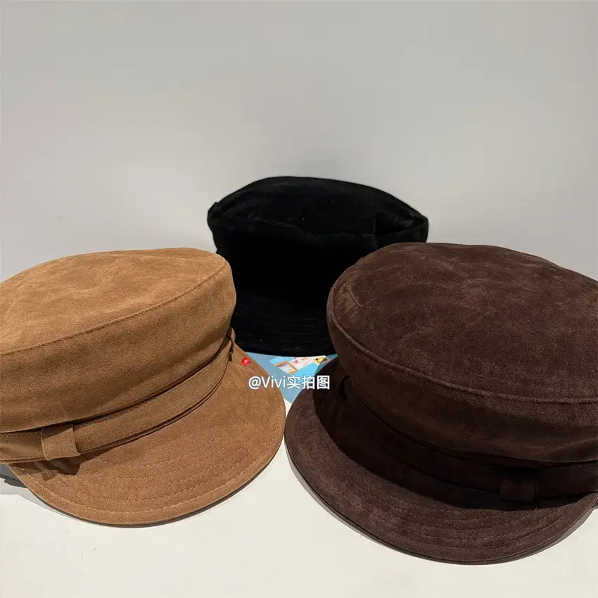 Brown Duckbill Cap for Women Winter Suede Korean Style - Image 5