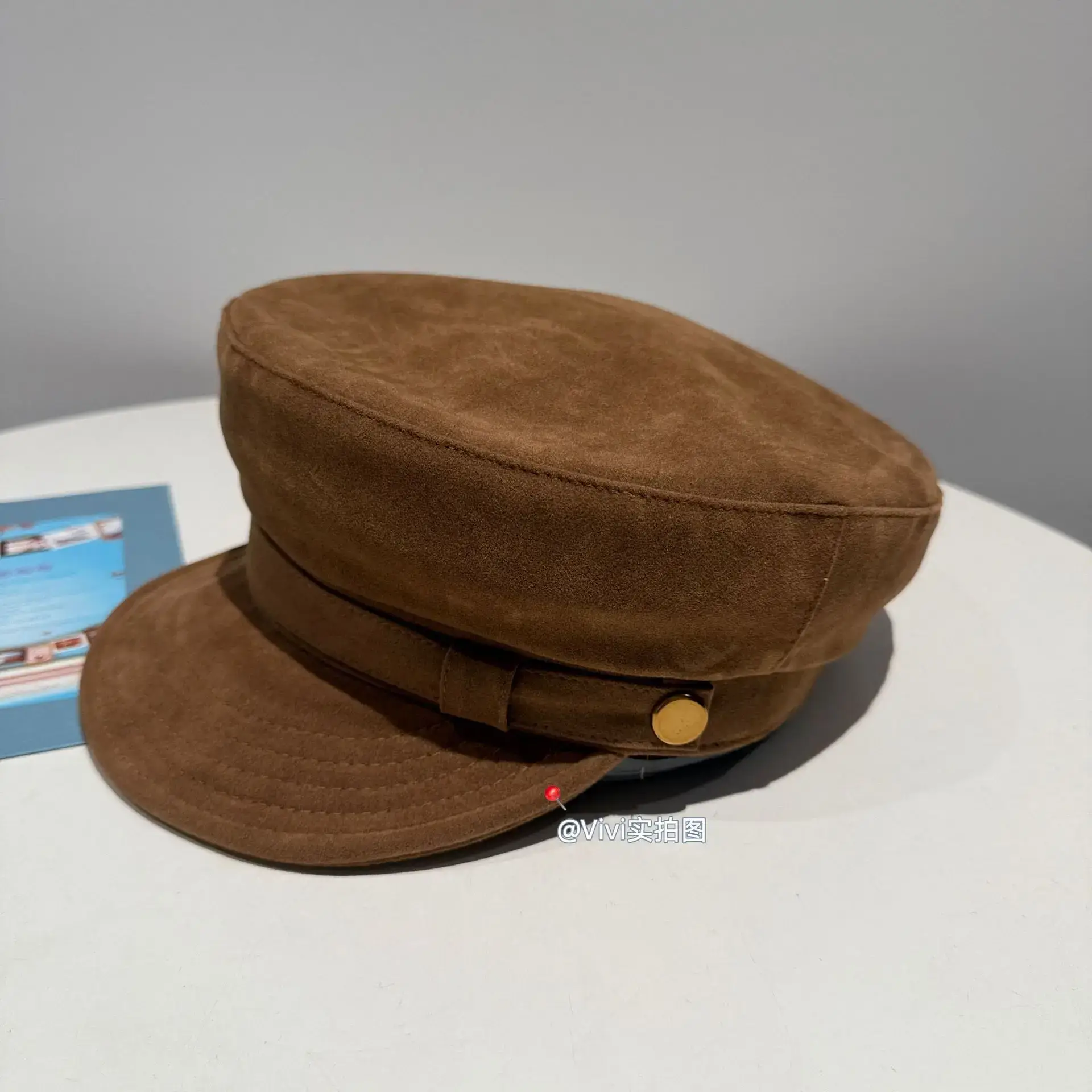 Brown Duckbill Cap for Women Winter Suede Korean Style — feature 4