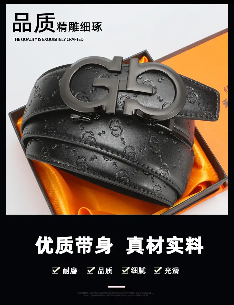 Men's High-End Genuine Leather Belt with Alloy Clasp — feature 2