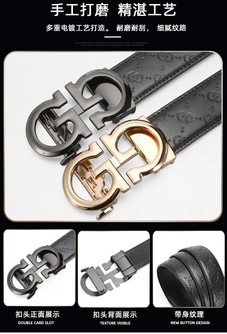 Men's High-End Genuine Leather Belt with Alloy Clasp — feature 4
