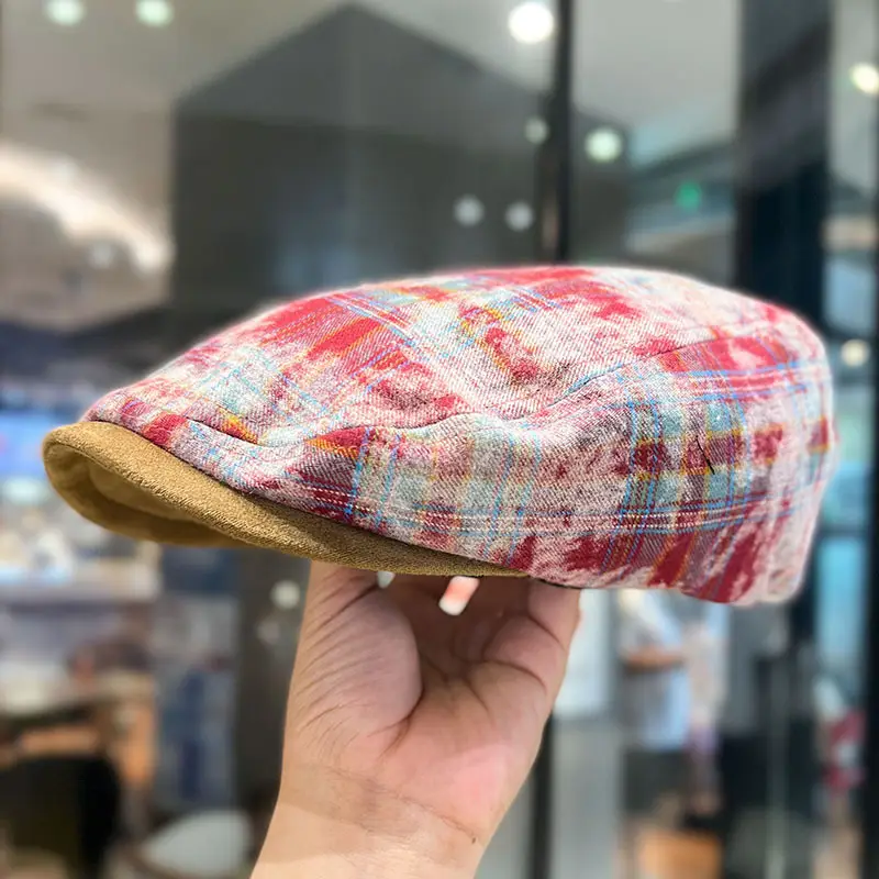 Japanese Y2K Tie-Dye Forward Cap Women's Retro Plaid Baseball Cap - Image 18