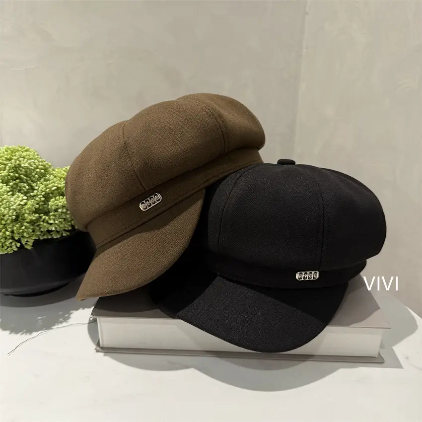 British Style Face-Slimming Hats for Women Black Brown - Image 5