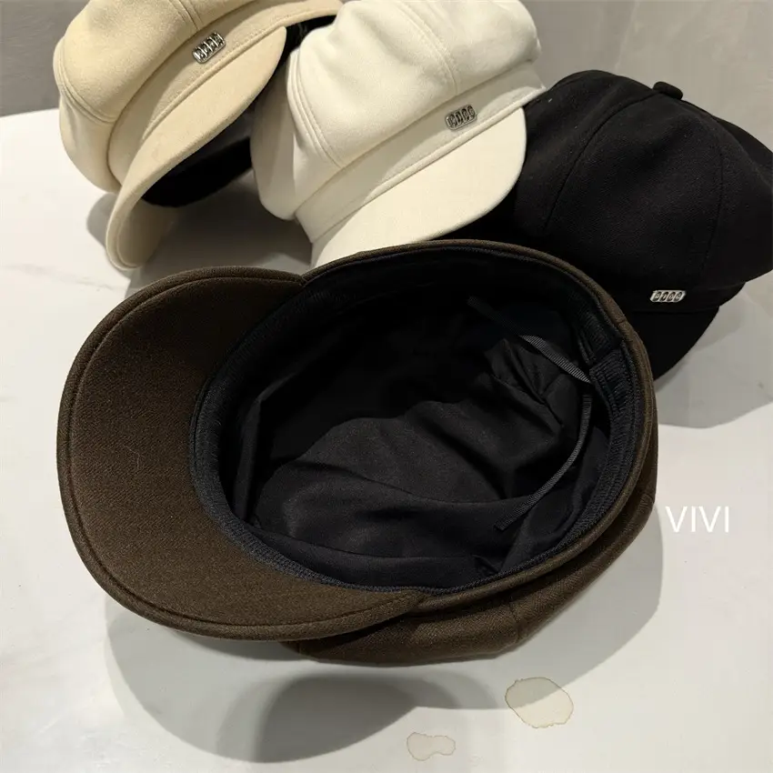 British Style Face-Slimming Hats for Women Black Brown - Image 6