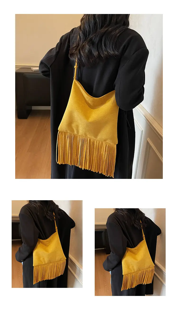 Women's Tassel Shoulder Bag Olive Green 2025 — feature 11