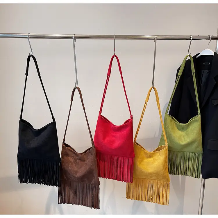 Women's Tassel Shoulder Bag Olive Green 2025 — feature 14