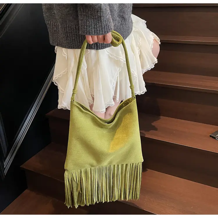 Women's Tassel Shoulder Bag Olive Green 2025 — feature 24