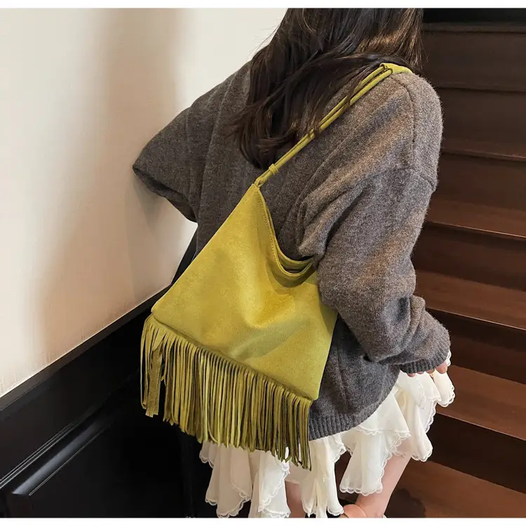Women's Tassel Shoulder Bag Olive Green 2025 — feature 25