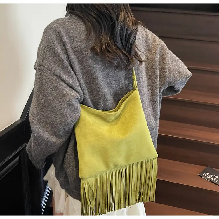 Women's Tassel Shoulder Bag Olive Green 2025 — feature 26