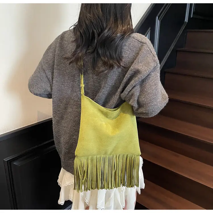 Women's Tassel Shoulder Bag Olive Green 2025 — feature 27