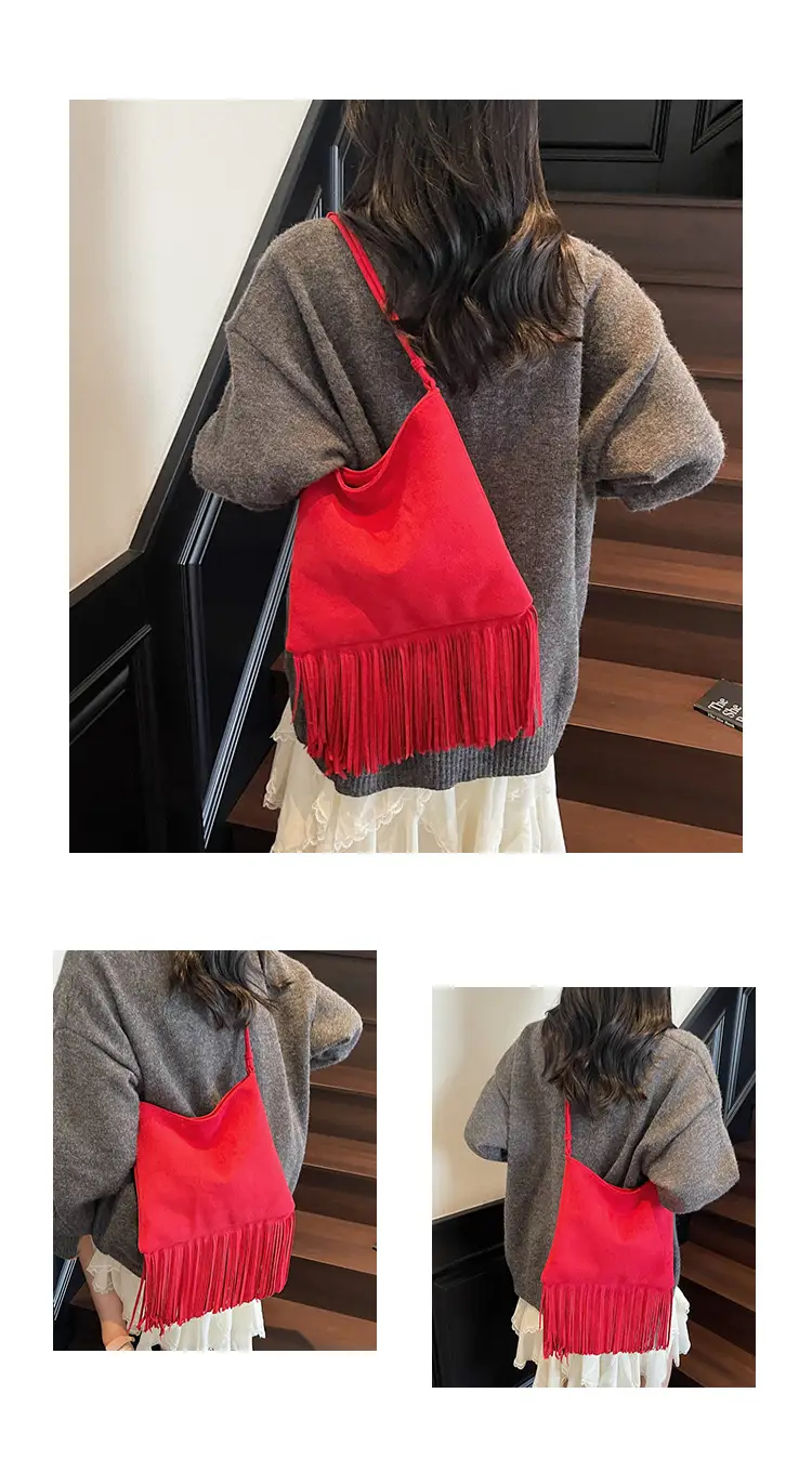 Women's Tassel Shoulder Bag Olive Green 2025 — feature 9