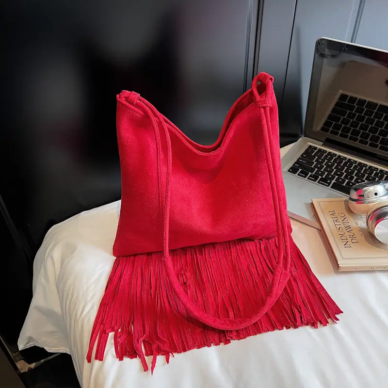 Women's Tassel Shoulder Bag Olive Green 2025 - Image 4