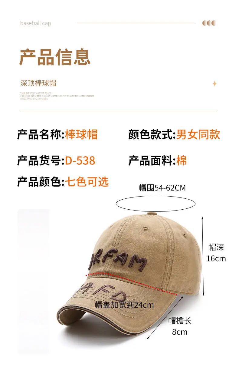 Women Washed Letter Cap Autumn Sunshade Duckbill Cap — feature 1
