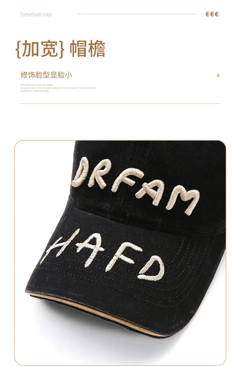 Women Washed Letter Cap Autumn Sunshade Duckbill Cap — feature 7