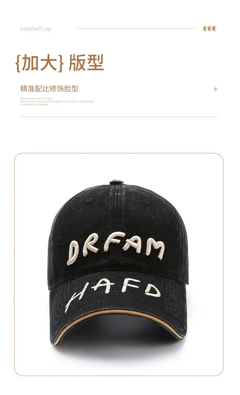 Women Washed Letter Cap Autumn Sunshade Duckbill Cap — feature 8