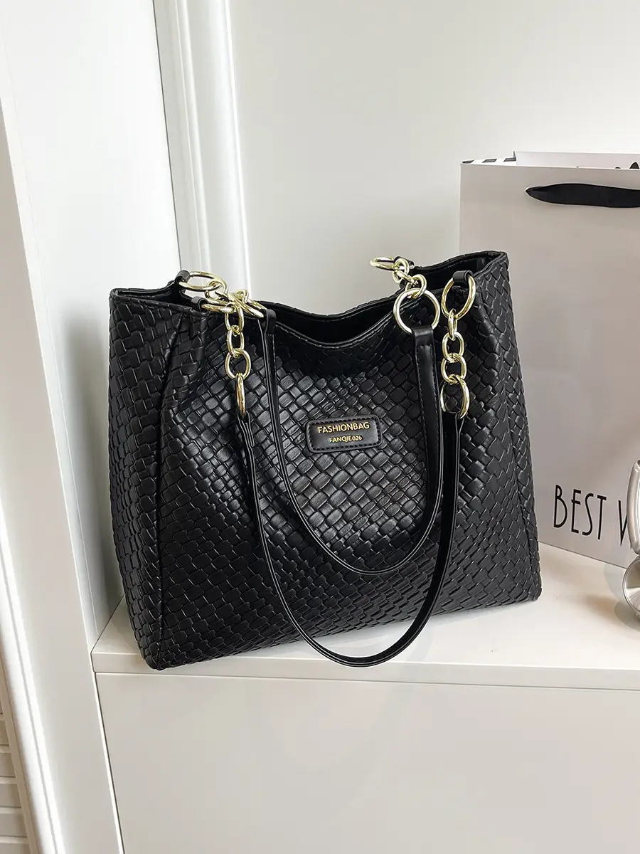 Green Woven Textured Shoulder Bag for Women - Image 8