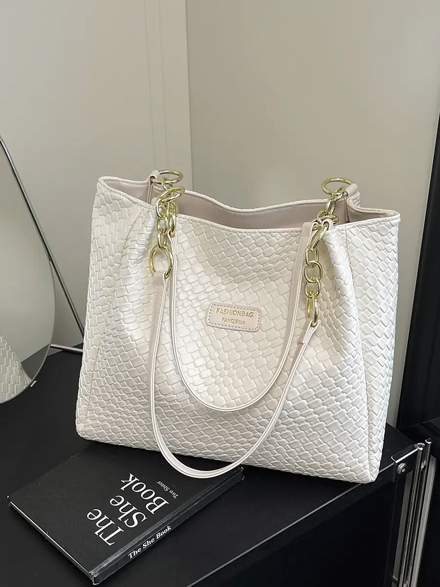 Green Woven Textured Shoulder Bag for Women - Image 11