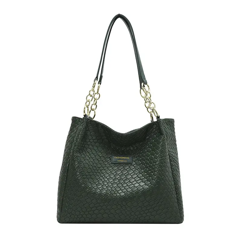Green Woven Textured Shoulder Bag for Women - Image 5