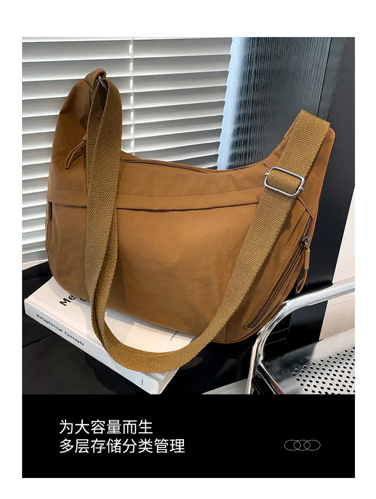Brown Crossbody Bag Large Capacity Women Commuter Shoulder Bag — feature 11