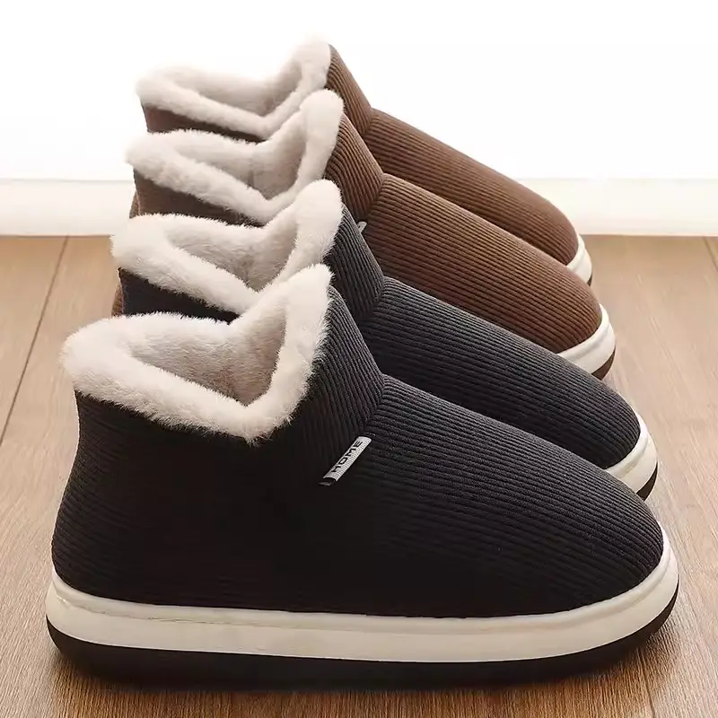 High-Top Cotton Slippers for Men in Winter New Style with Velvet and Thick Soles for Outer Wear Men's Wholesale - Image 9
